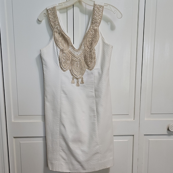 Lilly Pulitzer | Dresses | Elegant White And Gold Dress By Lilly Pulitzer  Size | Poshmark